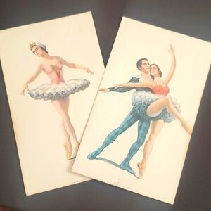 D'amario Ballet Dancers Ballerina 2pc Set Vintage Art